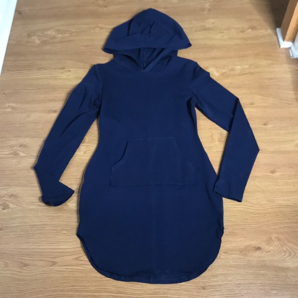 Blue Hoodie Dress Long Sleeves Size Medium - Picture 2 of 7